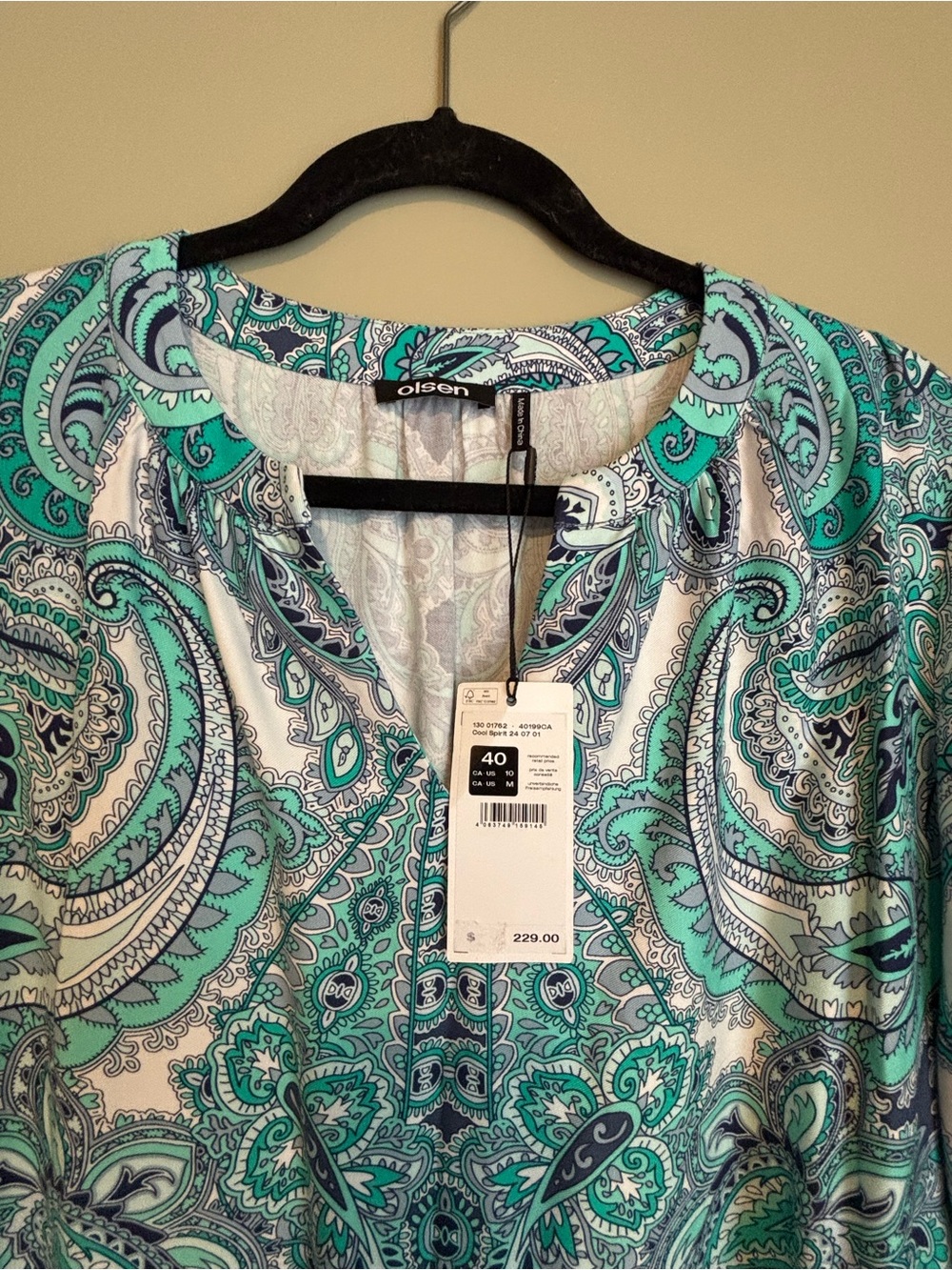 Olsen Paisley Dress in Teal & White